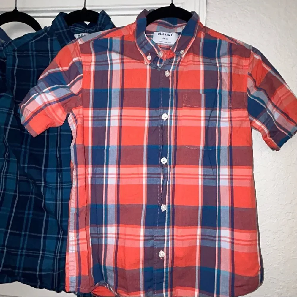 Old Navy Boys’ Plaid Stripe Floral Print Polo Button Down Shirt Lot of 4